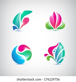 vector set of abstract floral icons, logos, spa, cosmetics