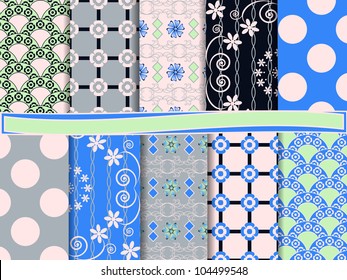 vector set of abstract floral scrapbook paper