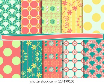 vector set of abstract floral scrapbook paper