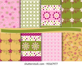 vector set of abstract floral scrapbook