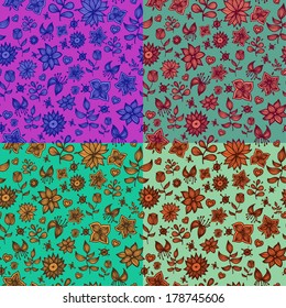 Vector set of abstract flower patterns.