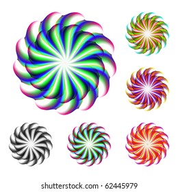 Vector set  of abstract flower-head. Illustration on white background