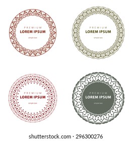 Vector set of abstract frames and logo templates in line style - graphic design elements