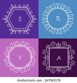 Vector set of abstract frames & templates in line style.