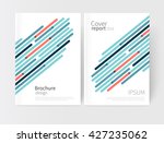 Vector set abstract geometric background / red and blue Diagonal lines intersect. White business brochure cover template EPS 10