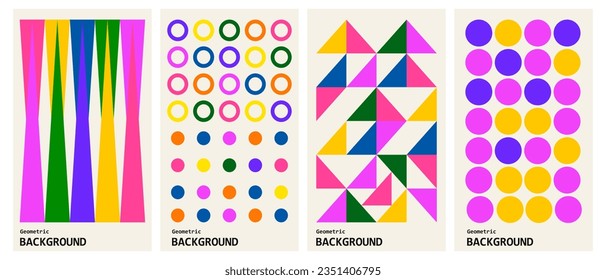 Vector set of abstract geometric backgrounds. Color vertical poster. Vector illustration