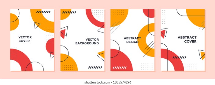 Vector set of abstract geometric cover background with minimal trendy style.