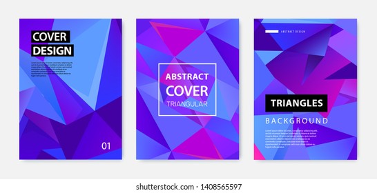 Vector set of abstract geometric covers, banners, posters, flyers, brochures. Text frame surface. a4 template design. Title sheet model set. 3d Polygonal, facet, origami style