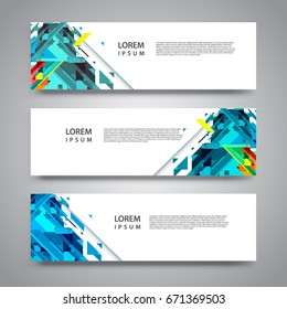 Vector set abstract geometric design banner web template.