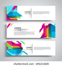 Vector set abstract geometric design banner web template.