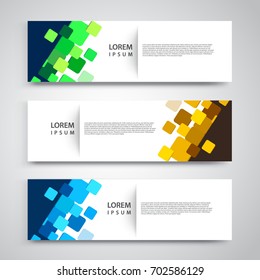 Vector set abstract geometric design banner web template.