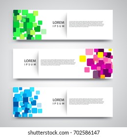 Vector set abstract geometric design banner web template.