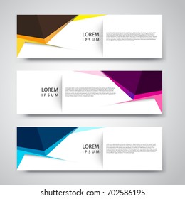 Vector set abstract geometric design banner web template.