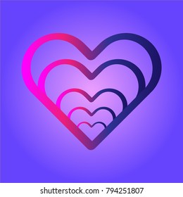  Vector set of the abstract geometric fluid elements and hearts for Valentine's Day. Artistic design concept for valentine day holiday.