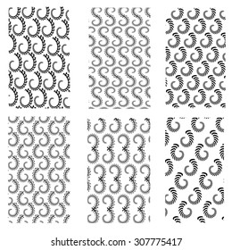 Vector Set of Abstract Geometric Ornaments. Decorative Retro Backgrounds