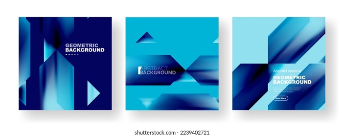 Vector set of abstract geometric poster backgrounds, colorful shapes with fluid colors. Collection of covers, templates, flyers, placards, brochures, banners