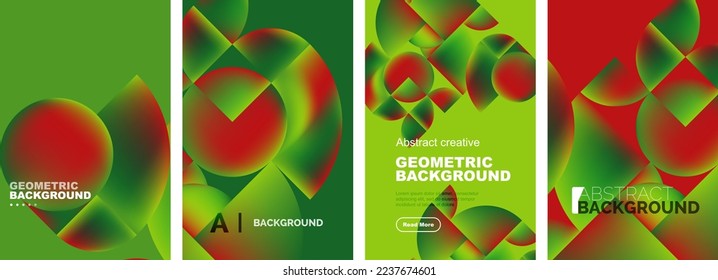 Vector set of abstract geometric posters designs. Collection of backgrounds, covers, templates, flyers, placards, brochures, banners