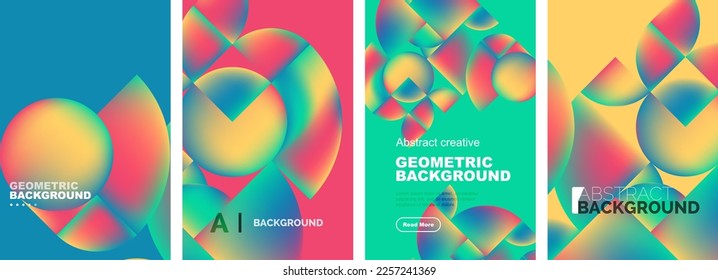 Vector set of abstract geometric posters designs. Collection of backgrounds, covers, templates, flyers, placards, brochures, banners