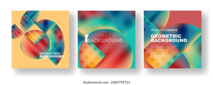 Vector set of abstract geometric posters designs. Collection of backgrounds, covers, templates, flyers, placards, brochures, banners