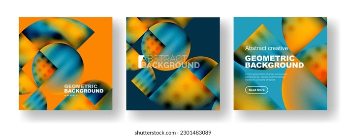 Vector set of abstract geometric posters designs. Collection of backgrounds, covers, templates, flyers, placards, brochures, banners