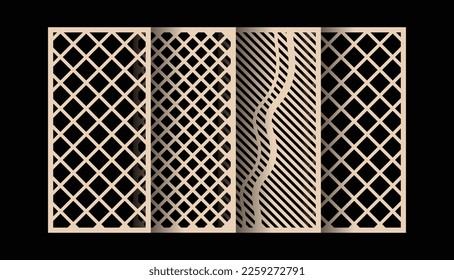 Vector set with abstract geometric shape, Laser cut patterns, CNC Design