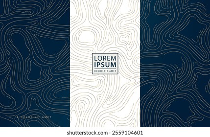 Vector set of abstract gold line wood texture, topography contour, organic nature texture covers, labels, invitations, posters. Wave art   