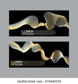 Vector Set of Abstract Gold Wavy Headers Template