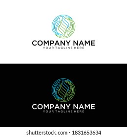 Vector set of abstract green logo design templates - emblems for holistic medicine centers, yoga classes, natural and organic food products and packaging - circles made with leaves and flowers