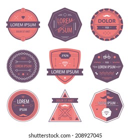 vector set of abstract hipster retro labels, icons isolated