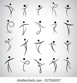 Vector set of Abstract Human Symbols, men logos. Success, Achievement, Sport, Activity Isolated On Gray Background. Illustration, Graphic Design Editable For Your Design.