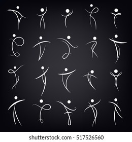 Vector set of Abstract Human Symbols, men logos. Success, Achievement, Sport, Activity Isolated On black Background. Illustration, Graphic Design Editable For Your Design.