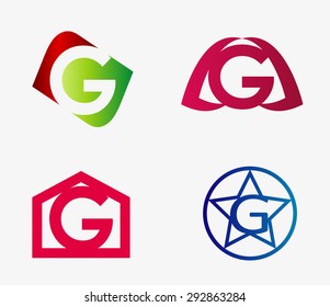 Vector set of abstract icons based on the letter g
