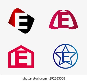 Vector set of abstract icons based on the letter e
