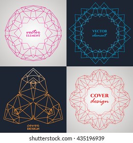 Vector set of abstract jewelry logo design templates and monogram templates in trendy linear style - diamonds and gems