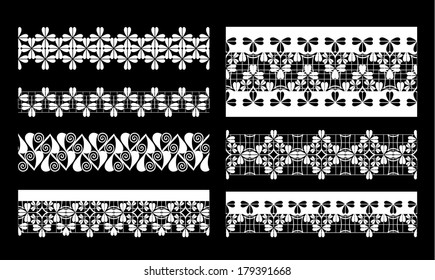 vector set. Abstract Lace Ribbon Seamless Pattern. Template frame design for card. Lace Doily. Can be used for packaging, invitations, and template.