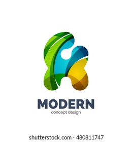 Conjunto de vectores de íconos del logotipo comercial de letras abstractas, estilo de flujo ondulado geométrico