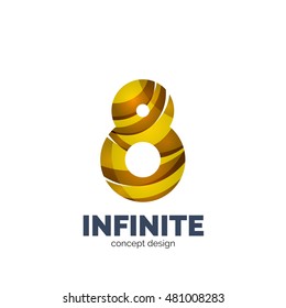Vector set of abstract letter business logo icons, geometric wavy flowing style