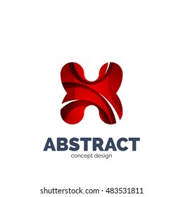 Vector set of abstract letter business logo icons, geometric wavy flowing style