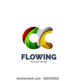 Conjunto de vectores de íconos del logotipo comercial de letras abstractas, estilo de flujo ondulado geométrico