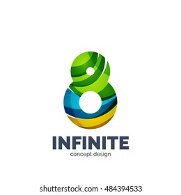 Conjunto de vectores de íconos del logotipo comercial de letras abstractas, estilo de flujo ondulado geométrico