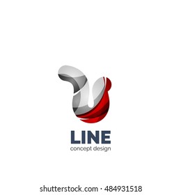 Conjunto de vectores de íconos del logotipo comercial de letras abstractas, estilo de flujo ondulado geométrico