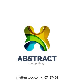 Conjunto de vectores de íconos del logotipo comercial de letras abstractas, estilo de flujo ondulado geométrico