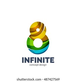 Conjunto de vectores de íconos del logotipo comercial de letras abstractas, estilo de flujo ondulado geométrico