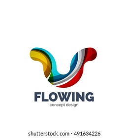 Conjunto de vectores de íconos del logotipo comercial de letras abstractas, estilo de flujo ondulado geométrico