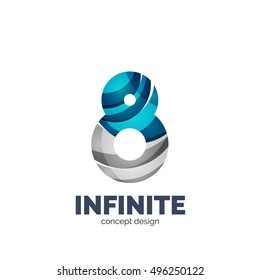 Vector set of abstract letter business logo icons, geometric wavy flowing style