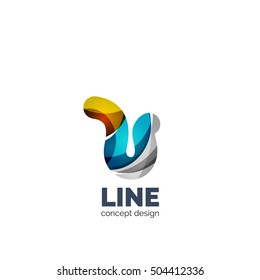 Conjunto de vectores de íconos del logotipo comercial de letras abstractas, estilo de flujo ondulado geométrico