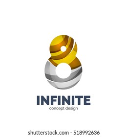 Vector set of abstract letter business logo icons, geometric wavy flowing style