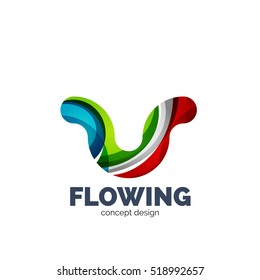 Conjunto de vectores de íconos del logotipo comercial de letras abstractas, estilo de flujo ondulado geométrico