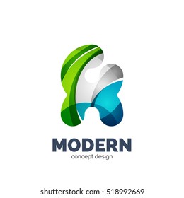 Conjunto vetorial de letras abstratas ícones de logotipo de negócios, estilo de fluxo ondulado geométrico