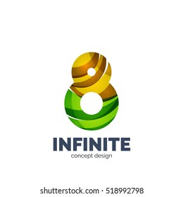 Conjunto de vectores de íconos del logotipo comercial de letras abstractas, estilo de flujo ondulado geométrico